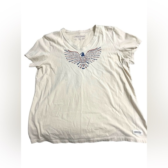 Women’s Life Is Good T-Shirts- Lot of 2- Sz XL Cream and Blue - Picture 4 of 7